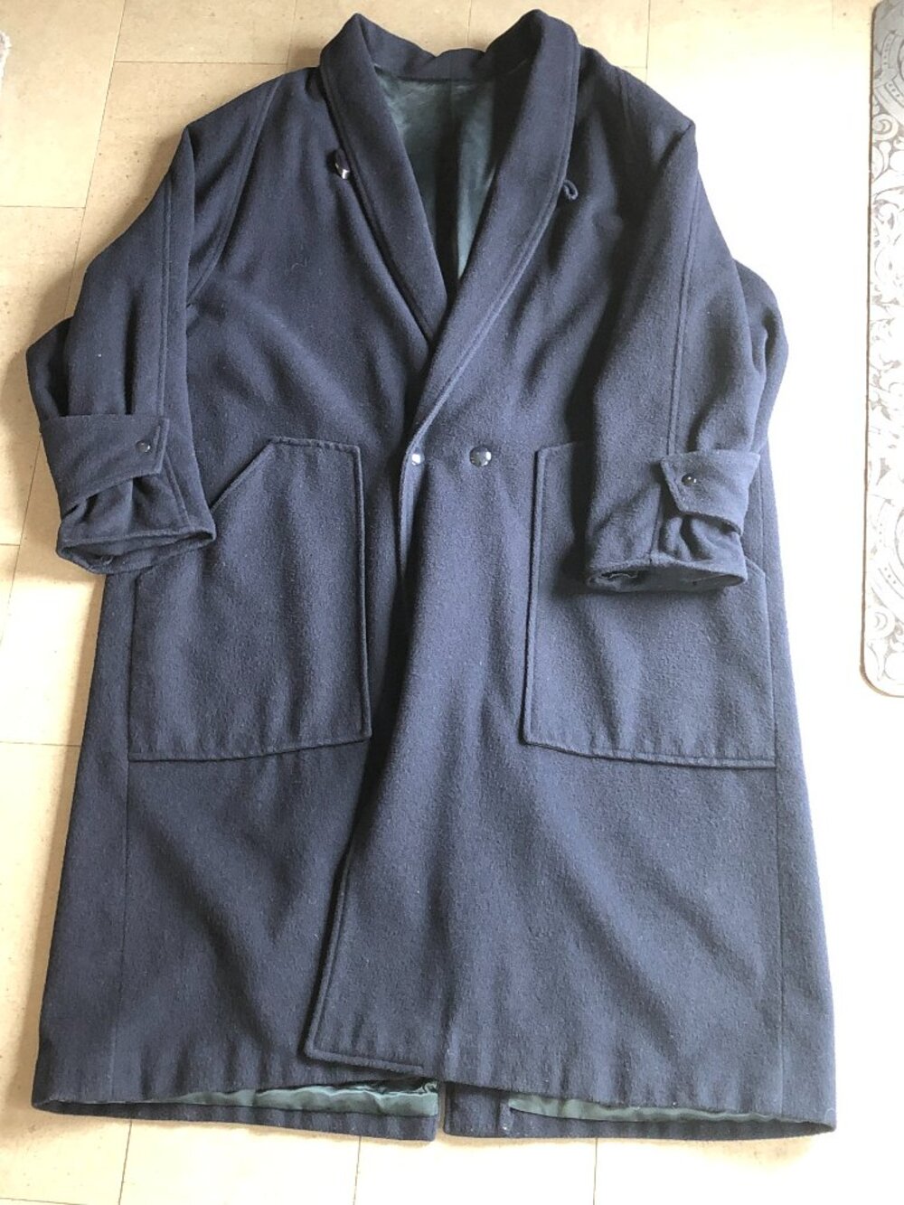 Men's long Navy blue coat jacket Great Fall/Winter Coat-Extra Large